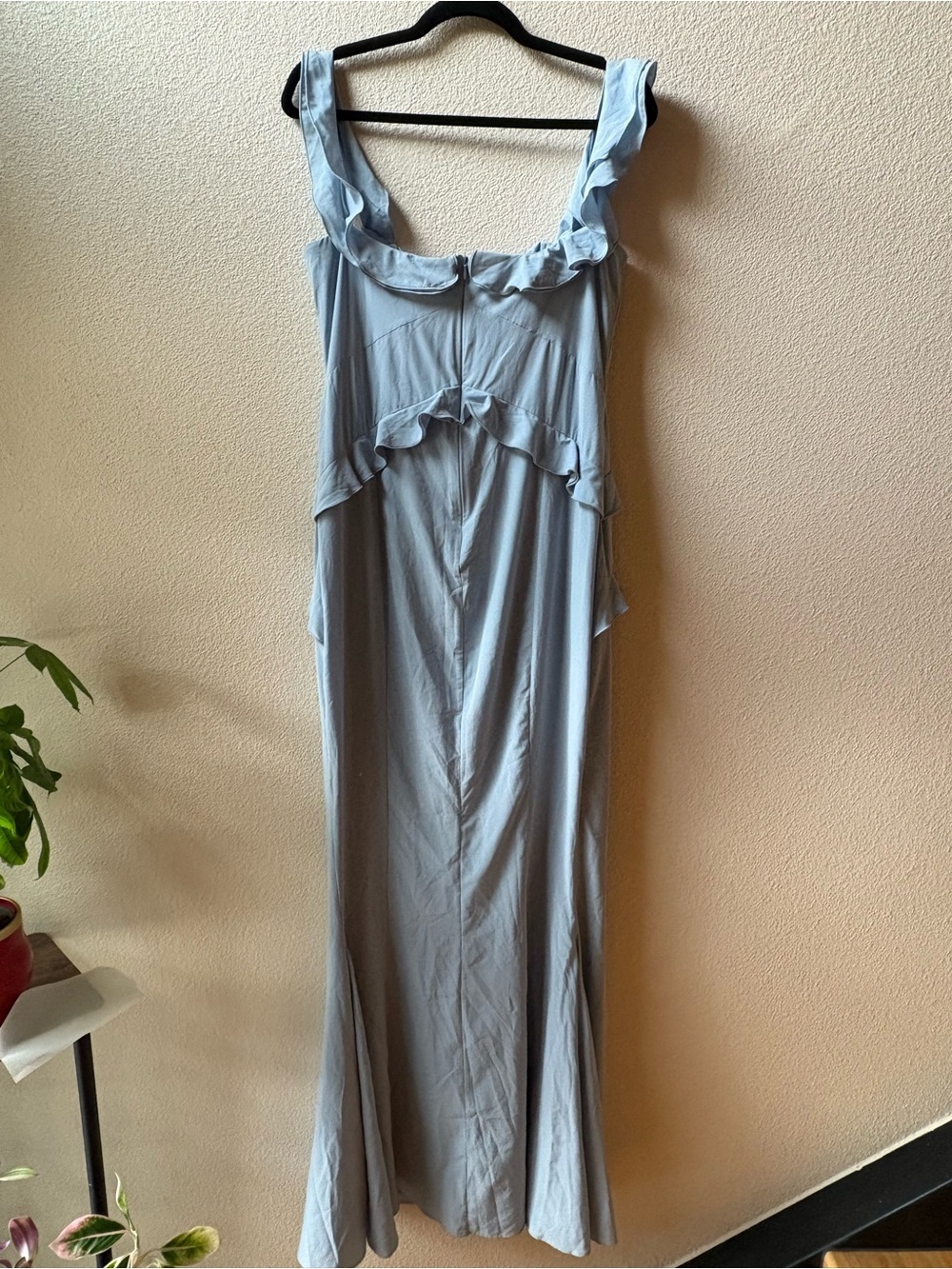 Oh Polly Elegant Off-Shoulder Ruffled Maxi Dress in Light Blue - Picture 7 of 8